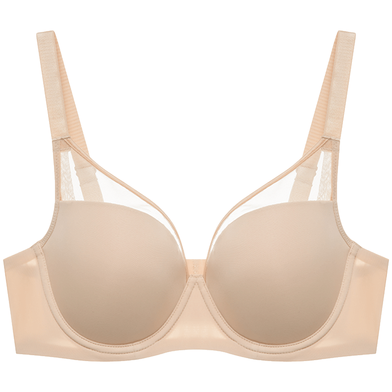 歐迪芬內(nèi)衣女士光面無痕軟鋼圈防外擴網(wǎng)紗防下垂文胸罩 XB4215