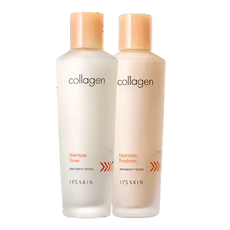 伊思（It’s skin）膠原蛋白彈力爽膚水乳液自組套裝 補(bǔ)水保濕緊致舒緩溫和肌膚 膠原蛋白水乳自組300ml