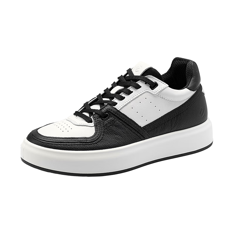 爱步（ECCO）板鞋女 倪妮同款增高厚底轻盈透气百搭拼色休闲鞋 街头ACE856823 黑色/灰白色85682350020 37