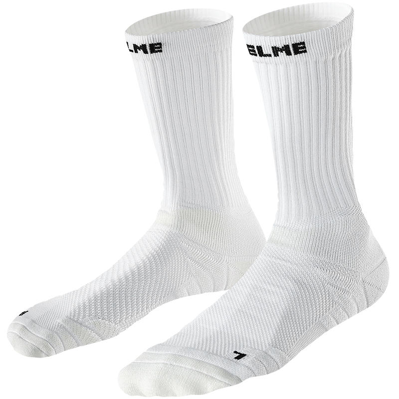 卡爾美（KELME）籃球襪專業(yè)實戰(zhàn)純色耐磨男中長筒戶外運動跑步襪子 白色（中筒） L（39-44）