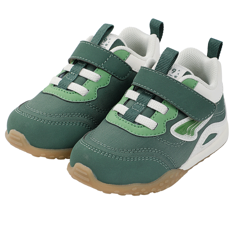 江博士秋季男女?huà)雰簩殞毿?簡(jiǎn)約拼色步前鞋 休閑透氣魔術(shù)貼幼兒童鞋 綠色 21 腳長(cháng)約12.0-12.6