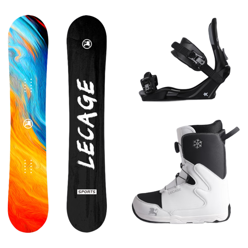 乐凯奇（LECAGE）滑雪板单板初学者套装平花刻滑全能滑雪单板固定器滑雪鞋三件套 LTH01-C12-熊猫 157cm