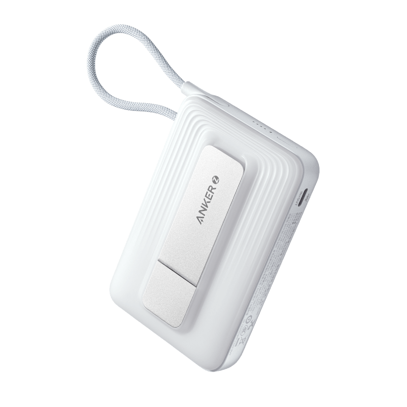 ANKER【國家補(bǔ)貼】zolo安克蘋果magsafe磁吸無線充電寶自帶線支架10000毫安大容量30W快充可上飛機(jī) 白