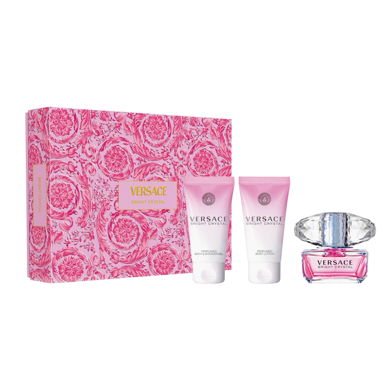 范思哲（VERSACE）粉耀晶鉆香水禮盒50ml+沐浴露+身體乳各50ml教師節生日禮物女