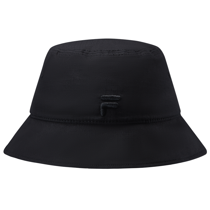 FILA FUSION斐樂潮牌情侶款圓帽時尚休閑盆帽漁夫帽 深黑-BK S