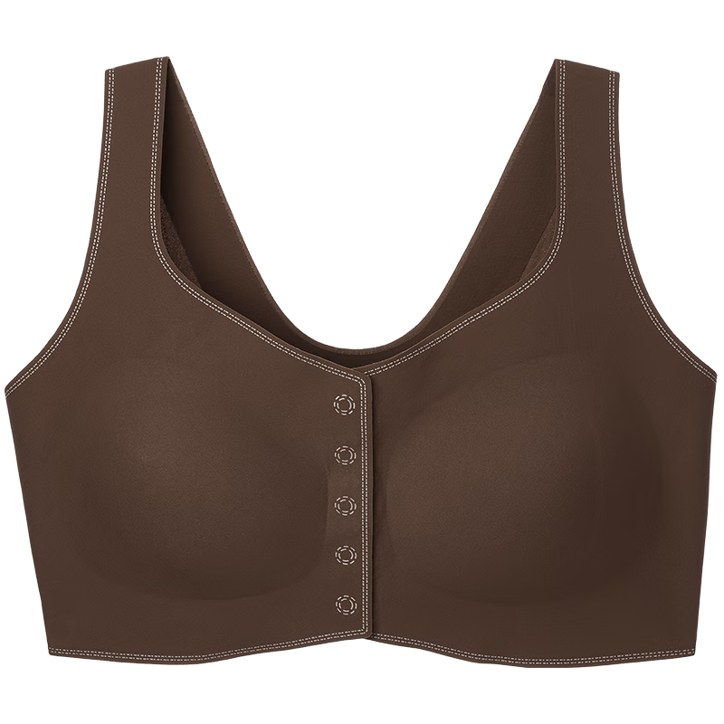 ubras虞书欣同款无尺码前开扣好穿脱文胸罩女细肩带内衣无痕 前扣款-蜜茶棕色 均码 -标准（A-C杯）