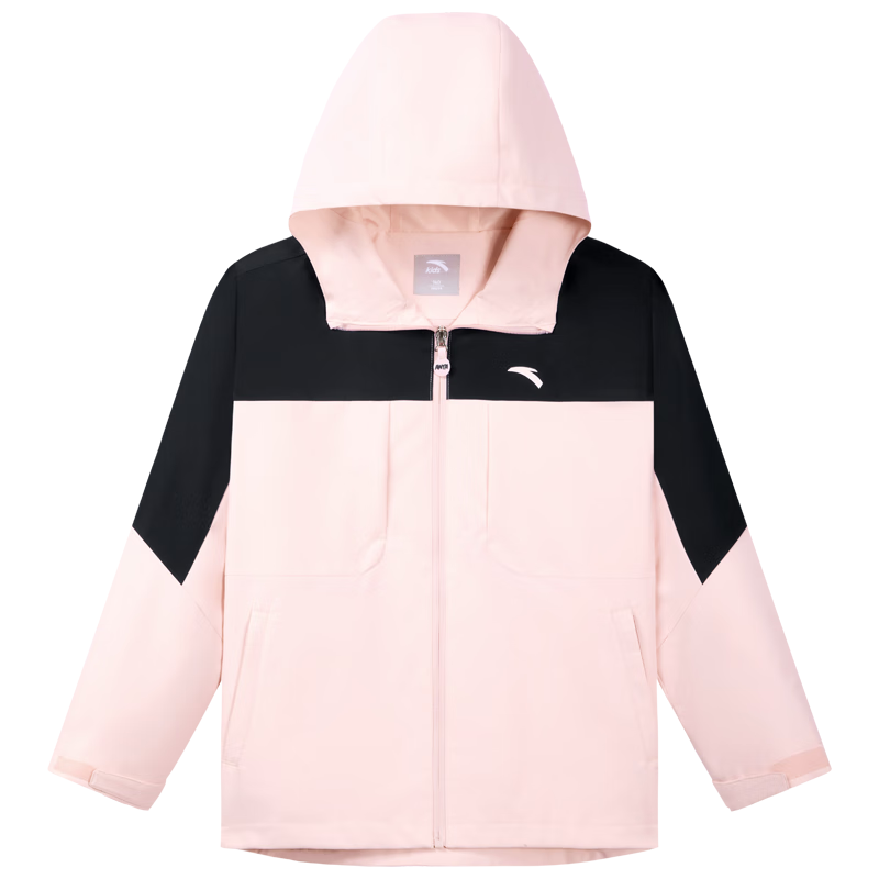 安踏儿童女童装三防外套连帽户外防风小软壳秋上衣A62436605