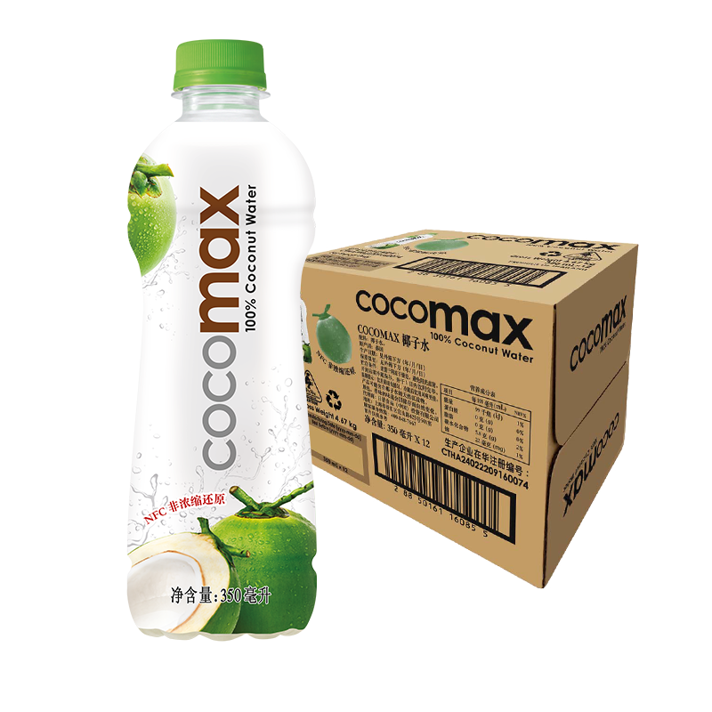 COCOMAX泰國進口NFC100%天然椰子水飲料350ml*12瓶整箱網(wǎng)紅青椰水果汁