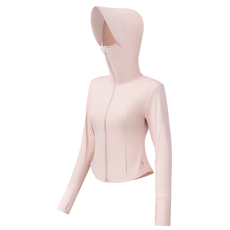 小野和子修身连帽防晒衣女带帽檐外套城市轻户外夏季透气防晒服 【帽檐款】浅米色 S