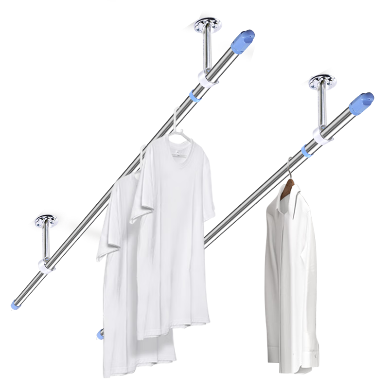 寶優(yōu)妮頂裝固定晾衣架陽(yáng)臺晾衣桿伸縮掛衣桿吊頂防風(fēng)曬衣桿雙桿包安裝