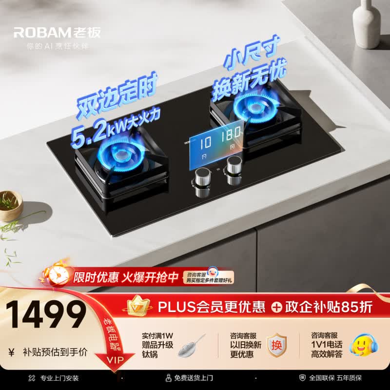 老板（Robam）【推荐购买行业爆款5B0X1猛火灶】JZT-23BD-E1小灶王天然气猛火燃气炉灶煤气双灶家用灶具