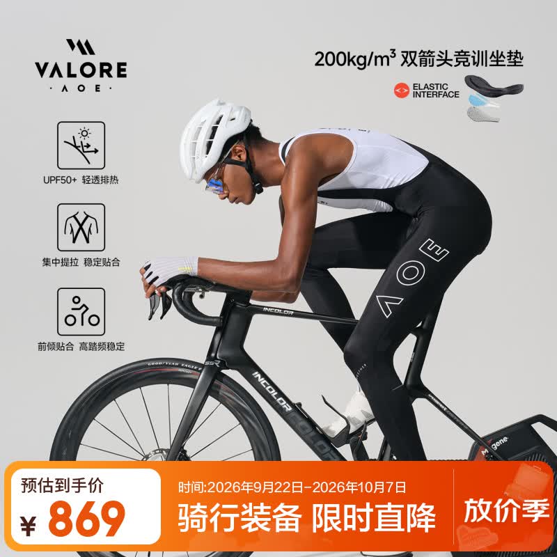 VALORE AOE岚驰公路自行车骑行服进口专业双箭头200密度背带长裤透气男秋冬 岚驰午夜黑背带长裤 3XL