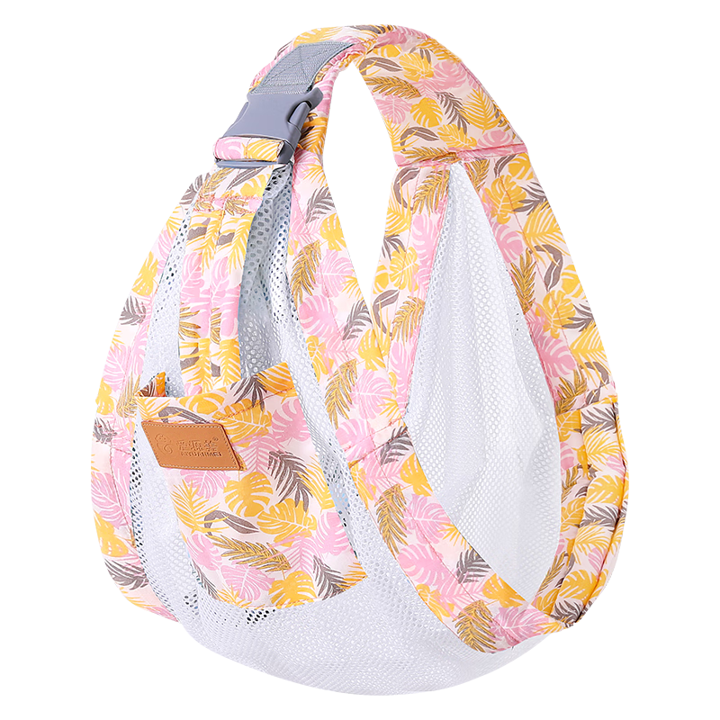 愛(ài)源美（aiyuanmei）西爾斯嬰兒背巾新生兒初生寶寶背帶外出簡(jiǎn)易多功能前抱式抱娃神器 桃粉樹(shù)葉【透氣款】