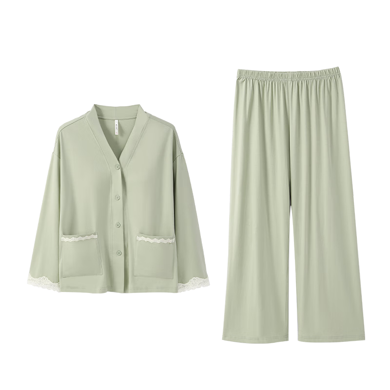 安之伴【新中式】情侶睡衣春秋暖芯棉休閑純色抑菌女士家居服可外穿
