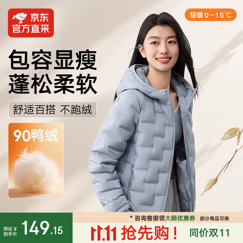 IKELUOZI2025秋季新款女士羽绒服90绒直充轻薄时尚休闲百搭保暖舒适外套 蓝色 2XL