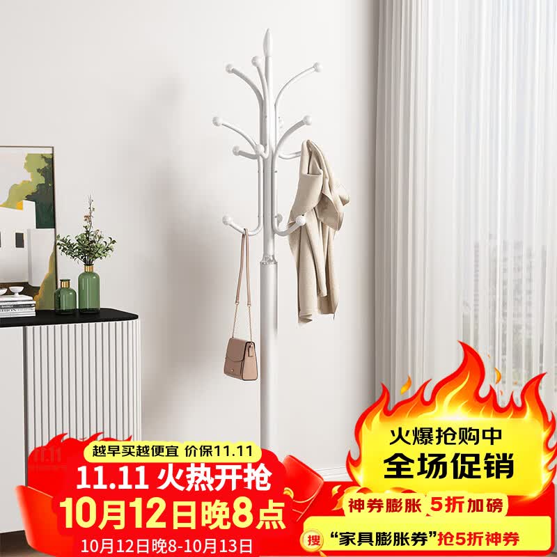 SGMW衣帽架落地卧室衣架客厅立式铁艺挂衣服架子室内单杆收纳架挂包架