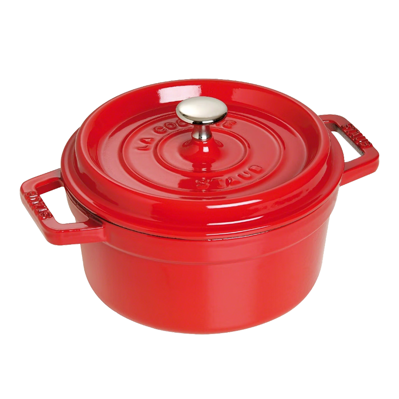 琺寶（staub）廚房好物法國進口琺瑯鑄鐵鍋雙耳煲湯鍋 櫻桃紅24cm 40509-835