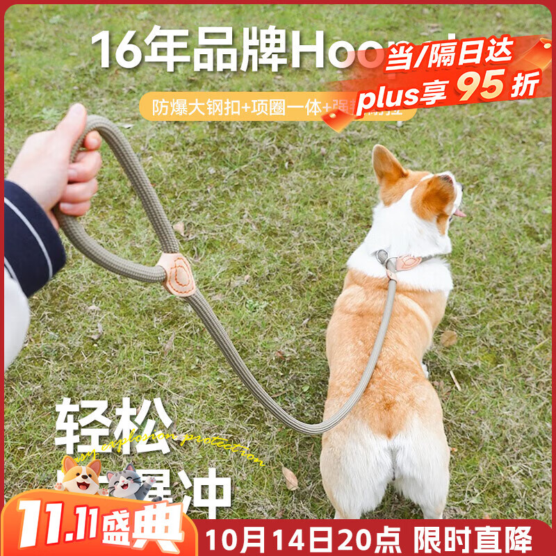 华元宠具（hoopet）狗狗绳子防爆冲P绳狗链子牵引绳胸背带大型小中型犬防挣脱溜遛狗