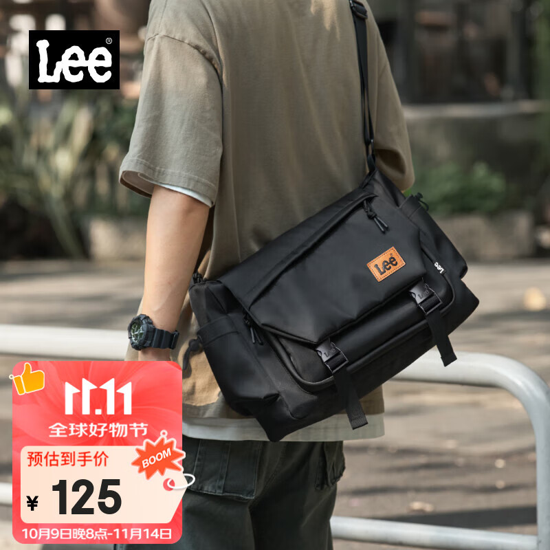 Lee男士斜挎包2025新款大容量单肩包女休闲轻便邮差包通勤外出挎包