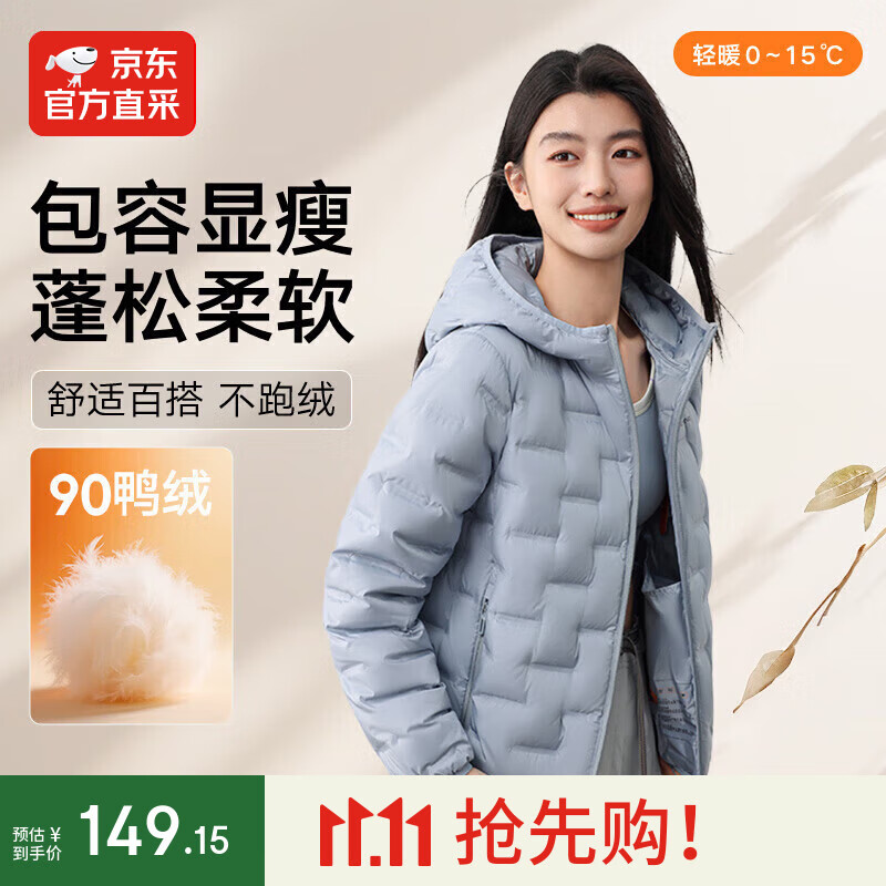 IKELUOZI2025秋季新款女士羽绒服90绒直充轻薄时尚休闲百搭保暖舒适外套 蓝色 2XL