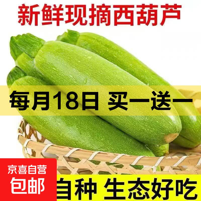 【东东买菜】云南应季农家味新鲜西葫芦现摘角瓜一整箱现发 新鲜西葫芦带箱 500g