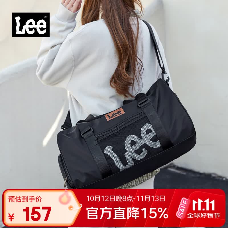 Lee运动健身包女干湿分离短途出差旅行包男大容量单肩手提行李包黑色