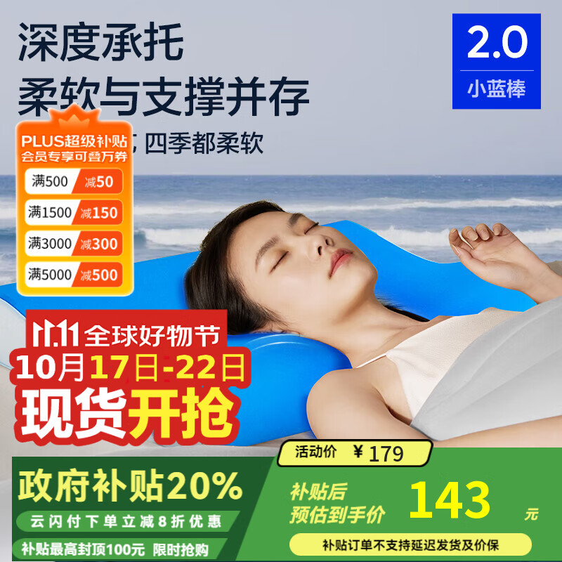 网易严选B03小蓝棒深睡枕记忆棉枕成人护颈助睡眠枕头 中枕礼盒版  8/10cm