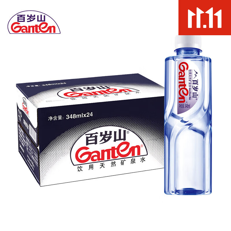 景田 百岁山 饮用天然矿泉水 348ml*24瓶整箱装