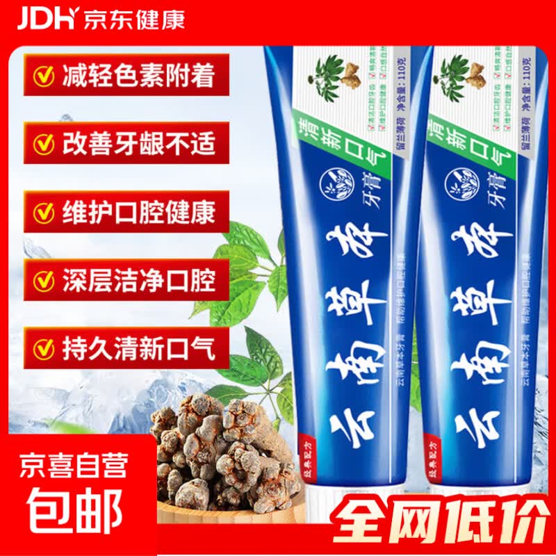 云南草本牙膏清新口气美白清爽去牙黄去牙渍除异味亮白牙齿护龈非医用 【云南草本牙膏110g】1支装