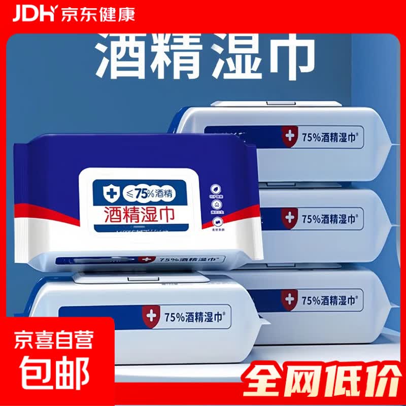 【专享2】酒精湿巾 一次性消毒大号便携式家用办公室杀菌湿巾 酒精湿巾50抽 【1包】