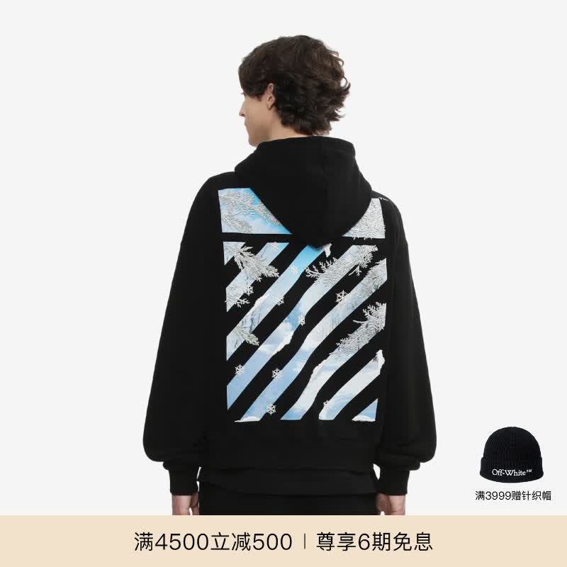 OFF-WHITE情侣装新款连帽外套拉链男春秋高端开衫长袖卫衣休闲运动外搭