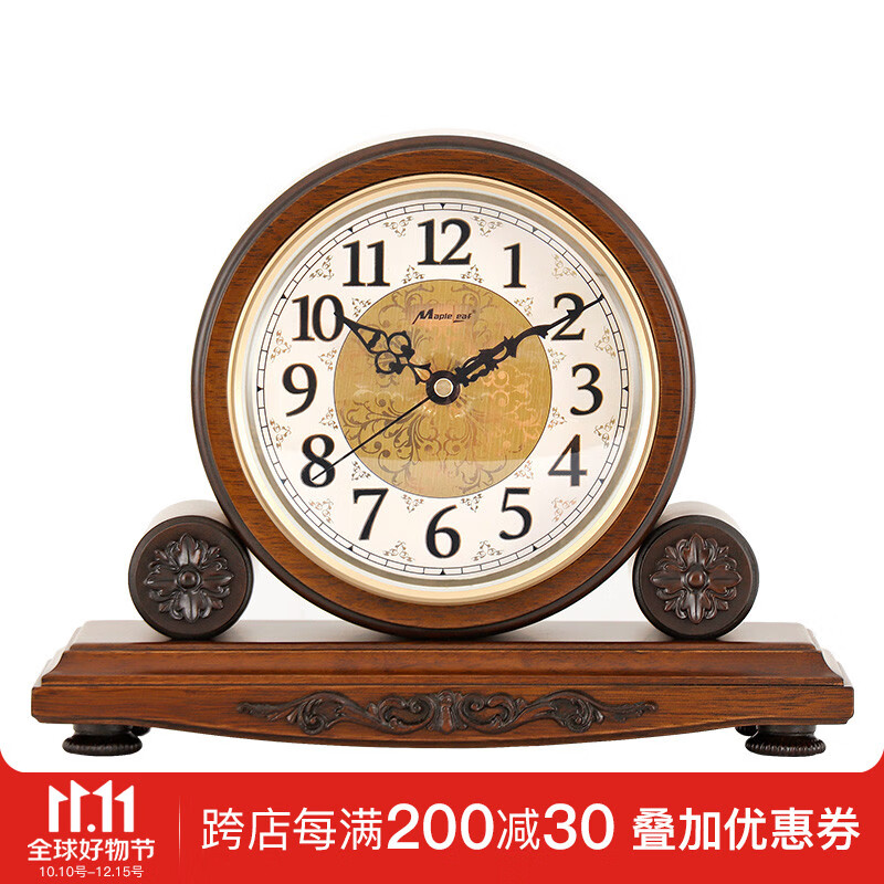 枫叶（MapleLeaf） 新中式实木复古座钟客厅家用现代简约钟表家居装饰艺术时钟摆件 8039桃花心木+报时丽声机芯