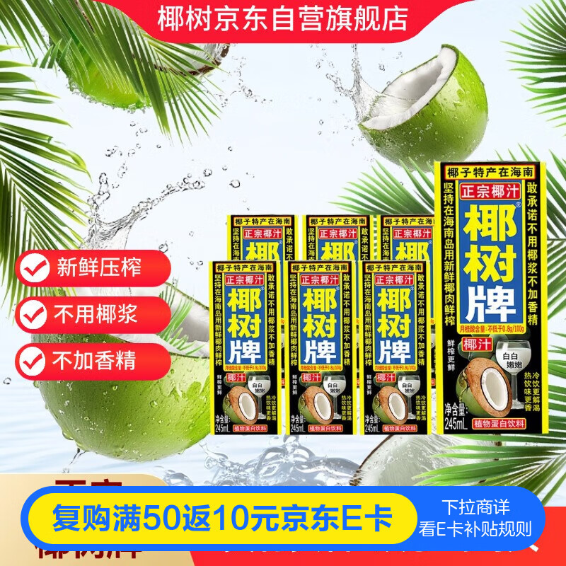 椰树椰汁 245ml*6盒/组 六连包 植物蛋白饮料 正宗海南特产