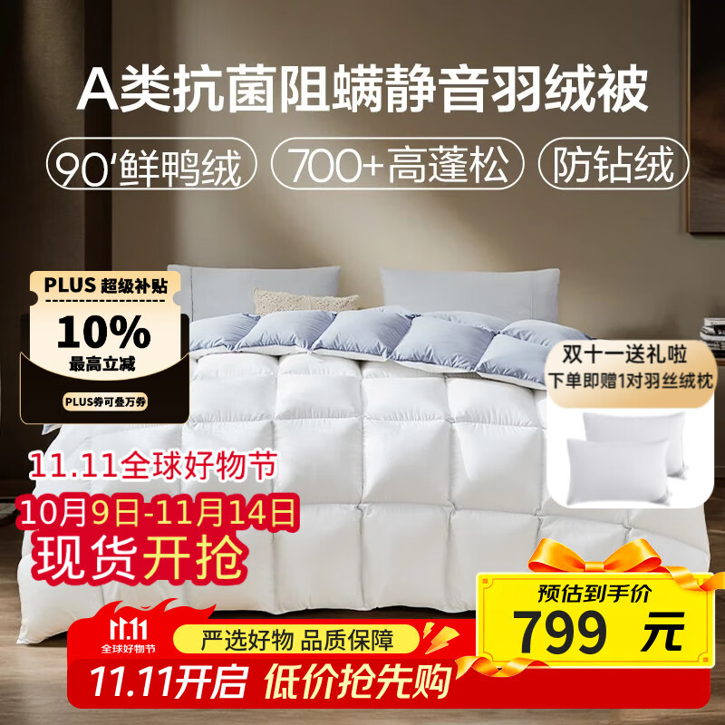 网易严选A类90%羽绒被白鸭绒被冬被母婴加厚被子被芯抑菌卧室宿舍 90白鸭绒 冬被 150*200cm 适合1.2/1.5米床