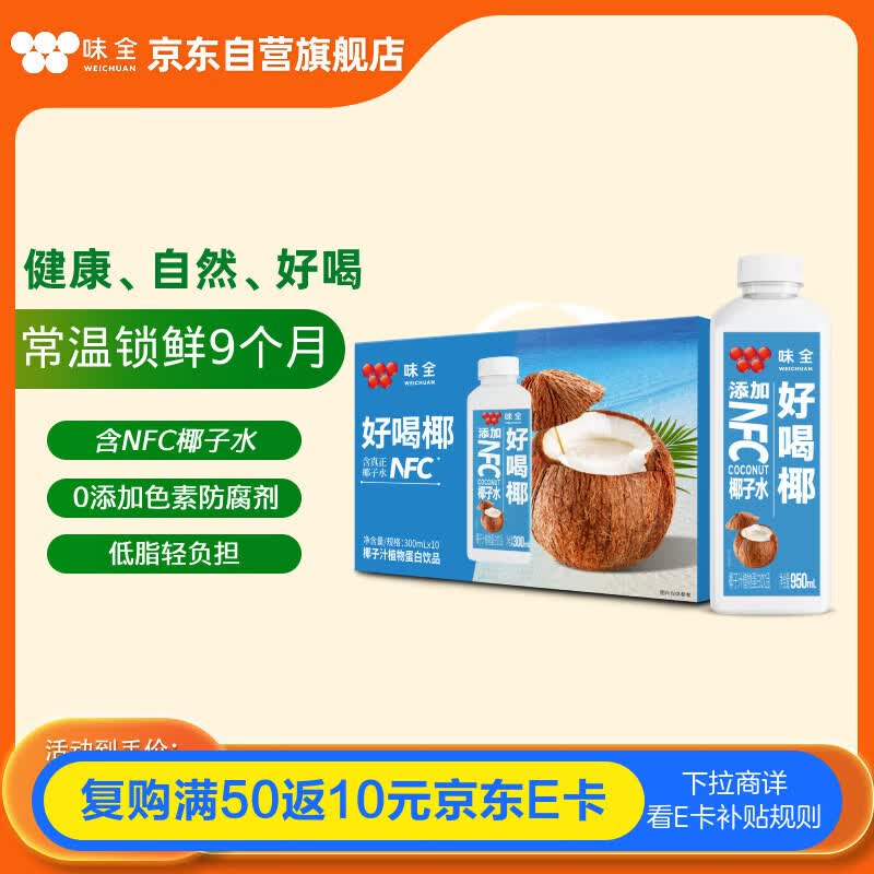 味全常温椰子汁植物蛋白饮料300ml*10含NFC椰子水礼盒装