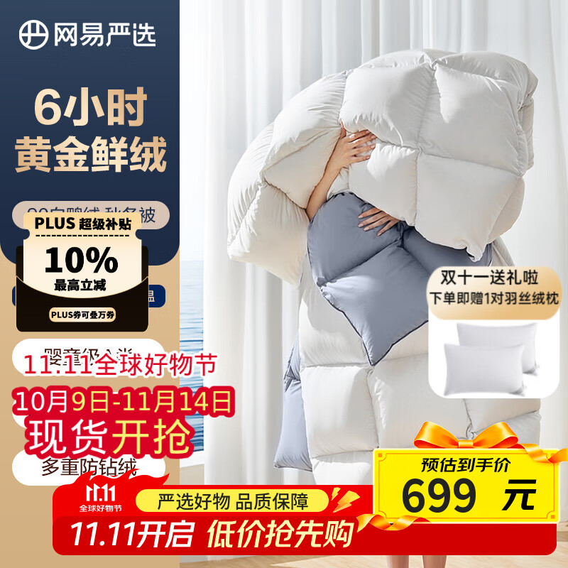 网易严选A类90%羽绒被白鸭绒被冬被母婴加厚被子被芯抑菌卧室宿舍 90白鸭绒 四季被 200*230cm 适合1.5/1.8米床