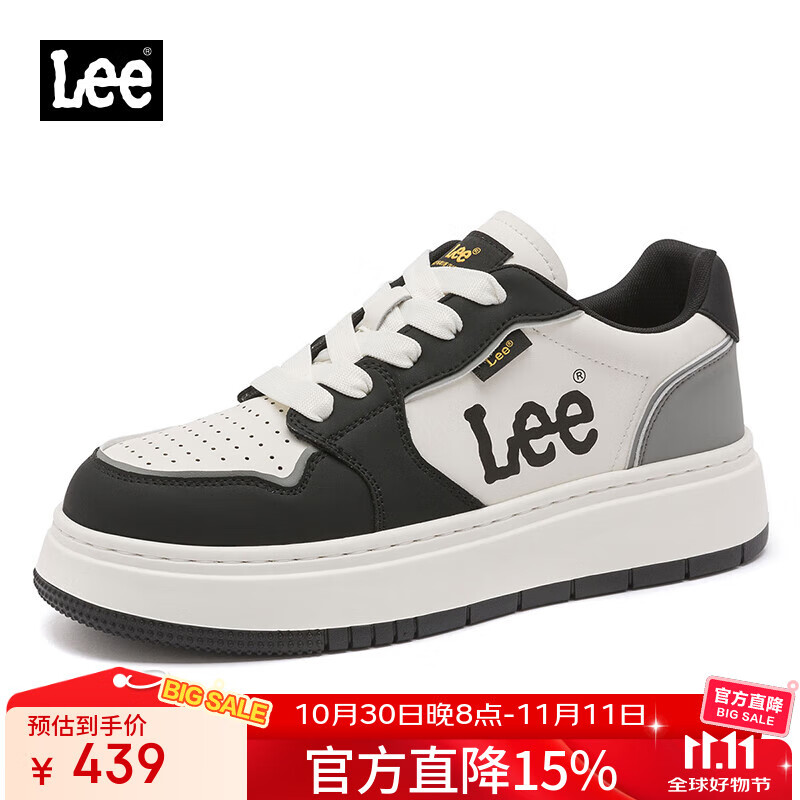 Lee运动休闲板鞋男增高透气舒适不闷脚轻便百搭潮鞋子男 黑色 42