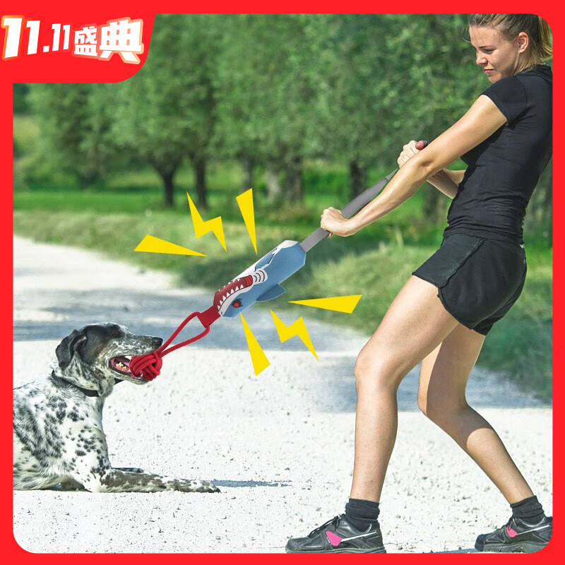 施尼鹿宠物狗玩具棉绳结球发声人宠互动拔河益智磨牙金毛解闷耐咬编织球 带吸盘款 中型犬适用