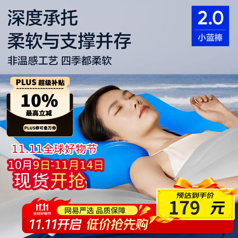 网易严选B03小蓝棒深睡枕记忆棉枕成人护颈助睡眠枕头 中枕礼盒版  8/10cm