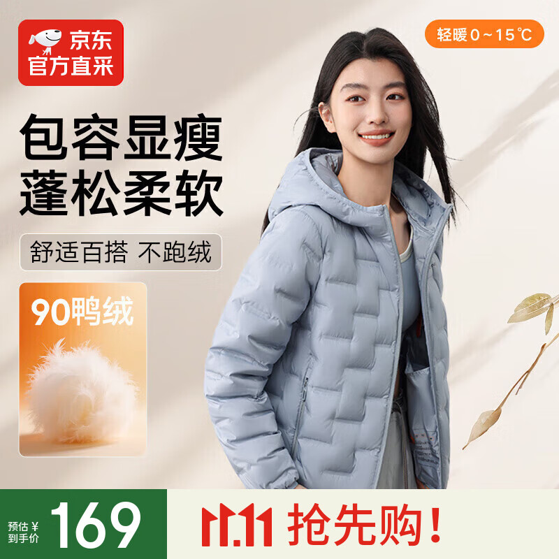 IKELUOZI2025秋季新款女士羽绒服90绒直充轻薄时尚休闲百搭保暖舒适外套 蓝色 2XL