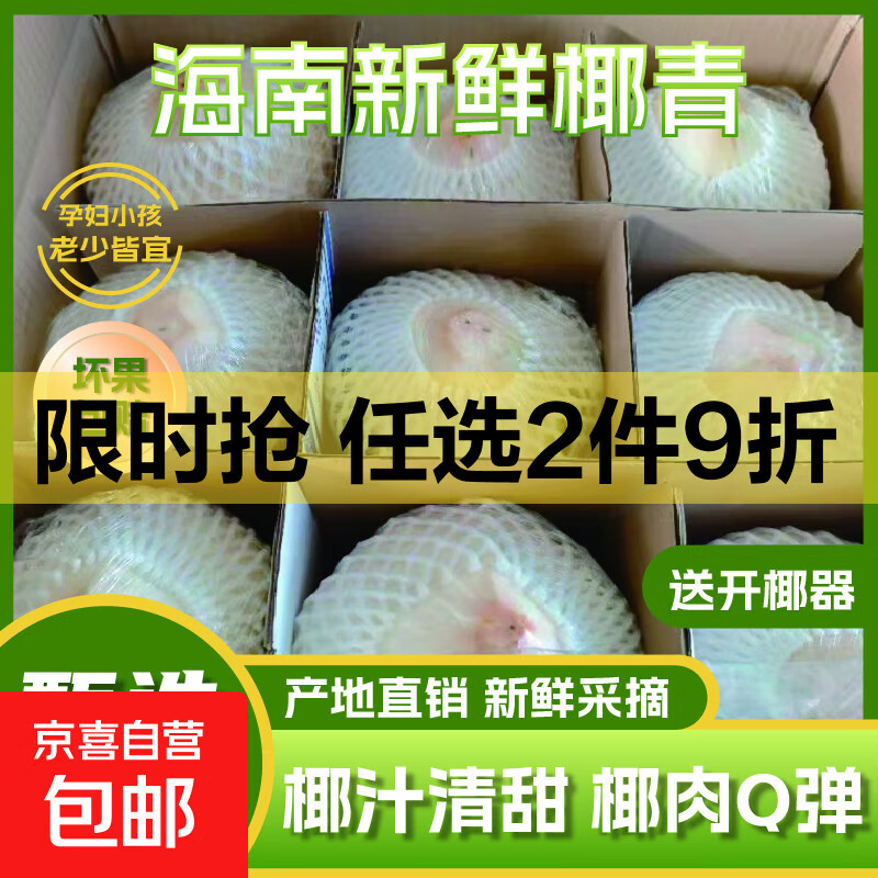 海南文昌去皮椰青大果特产热带孕妇补羊水水果当季现摘椰子蛋椰汁 椰青2-2.5斤(4个）带箱约10斤
