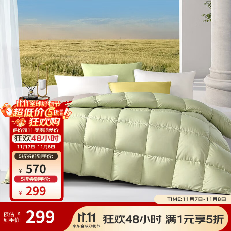 富安娜家纺 羽绒被芯白鸭绒被子加厚保暖冬天被芯被褥 【白鸭绒四季被】星河(磨毛防羽) 152*210cm