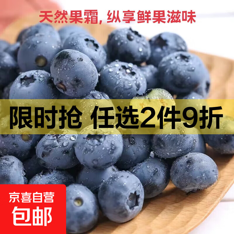 高山秘鲁蓝莓孕妇宝宝辅食当季新鲜水果怡颗云蓝梅进口京东包邮 中果单果14mm+ 家庭装4盒装（100g-125g）/盒
