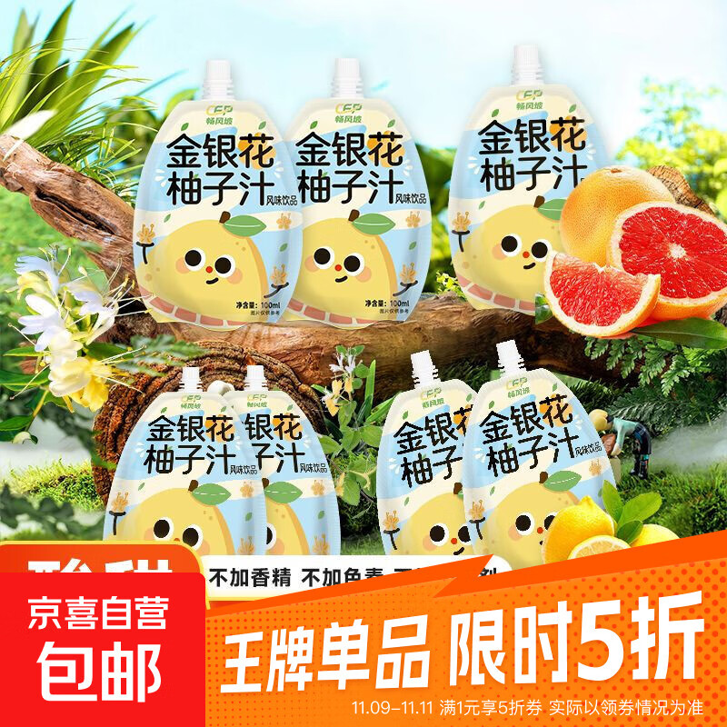 【热销】金银花柚子汁酸甜清爽不上火饮料果汁饮品 金银花柚子汁100ml*3袋