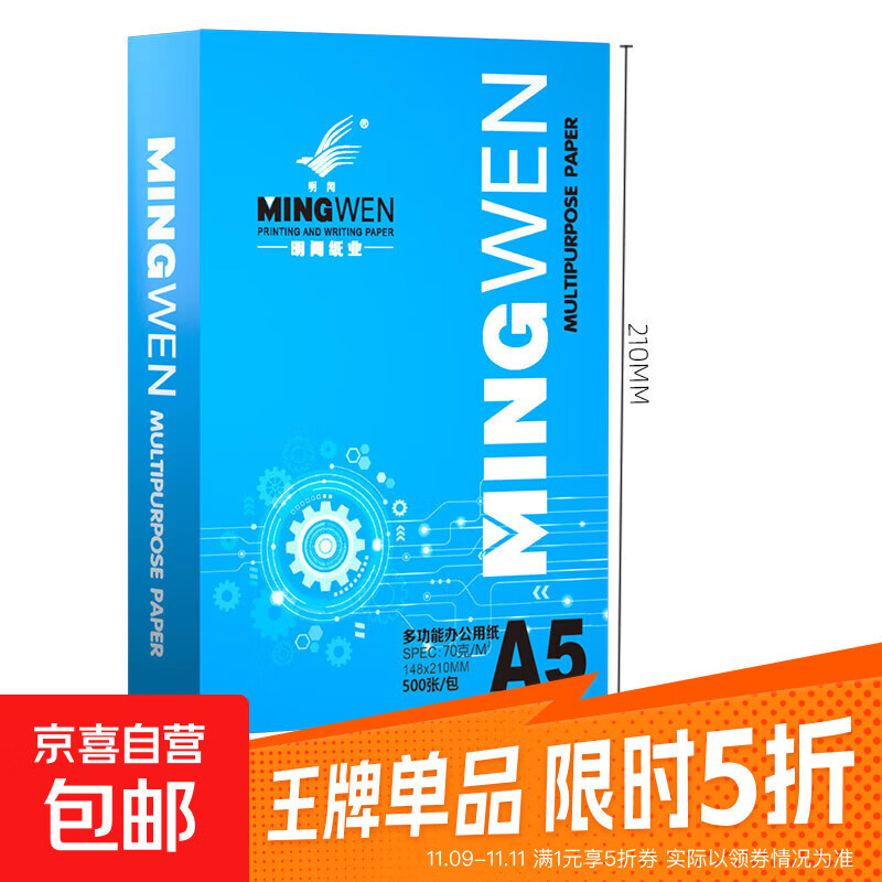 A5打印纸办公用品70gA5复印纸 双面打印学生白纸 发票打印纸草稿纸 A5复印纸100张【超值款】