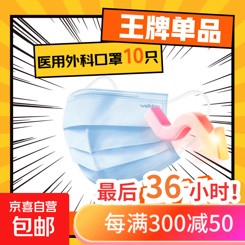 一次性医用外科口罩三层防护灭菌级成人外科防病毒细菌雾霾防风 成人【外科灭菌级】蓝色10只