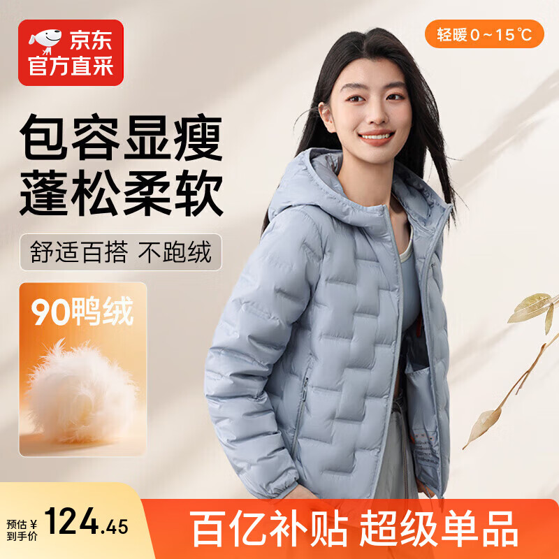 IKELUOZI2025秋季新款女士羽绒服90绒直充轻薄时尚休闲百搭保暖舒适外套 蓝色 2XL