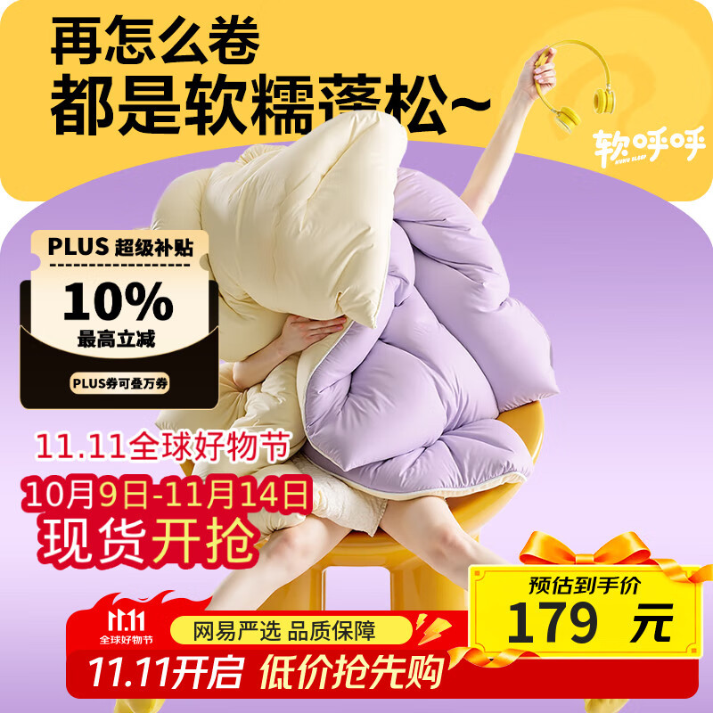网易严选瑞士蛋卷被 A类抗菌空调被子大豆纤维冬被 2190g 150*200cm 芋紫