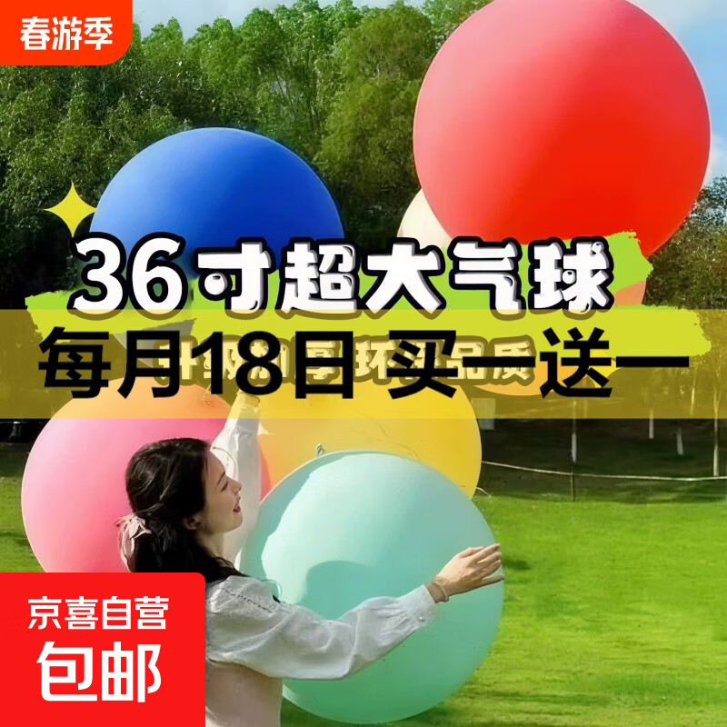 【公园气球】36寸超大加厚彩色拍照广场装饰酒吧网红摆摊气球批发 36寸超大气球2个+丝带+打气筒 (图案随机)