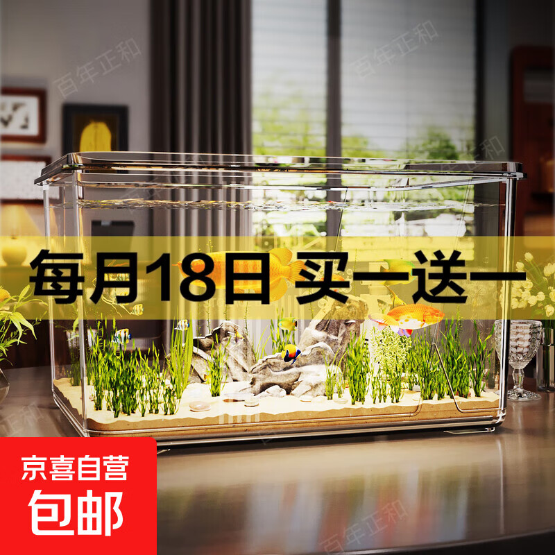 小鱼缸客厅2025新款生态缸金鱼乌龟饲养家用仿玻璃亚克力小型桌面 小号Mini款【10K透亮缸体/久用不糊/摔不碎】